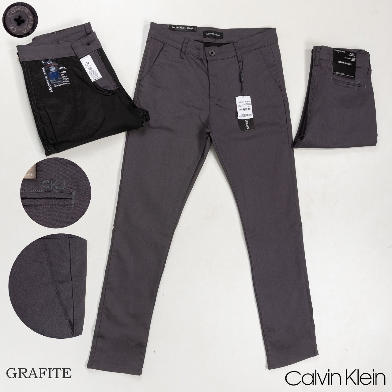 CALÇA SARJA ACETINA CALVIN KLEIN