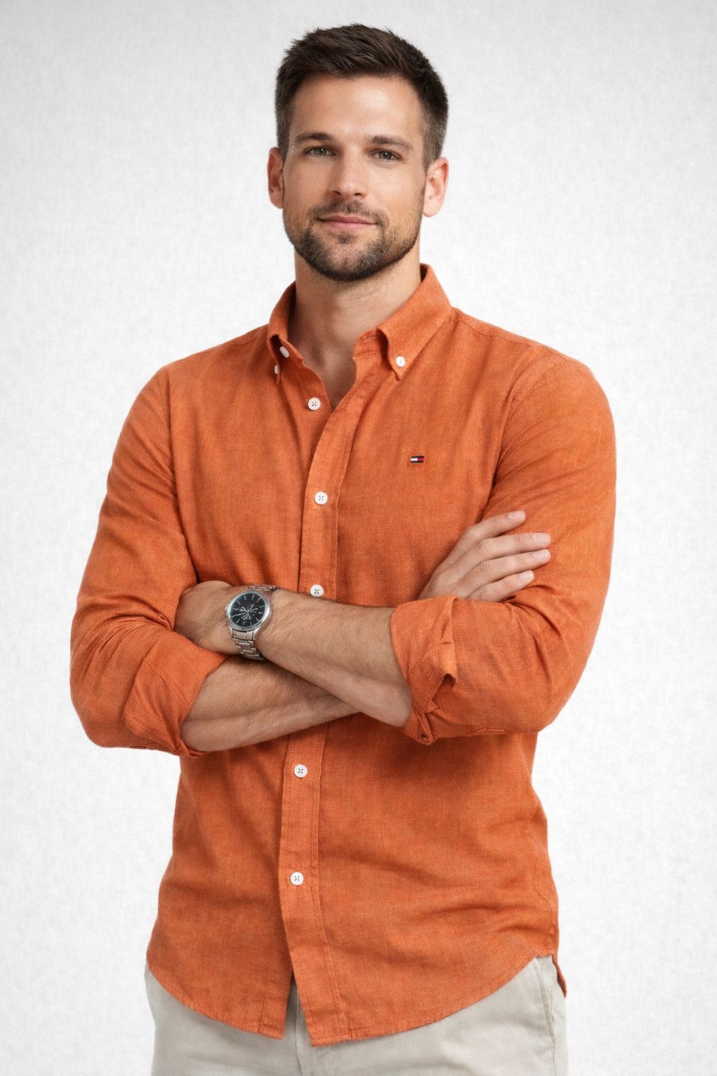 CAMISA  SOCIAL CAMBRAIA DE LINHO MANGA LONGA TOMMY HILFIGER