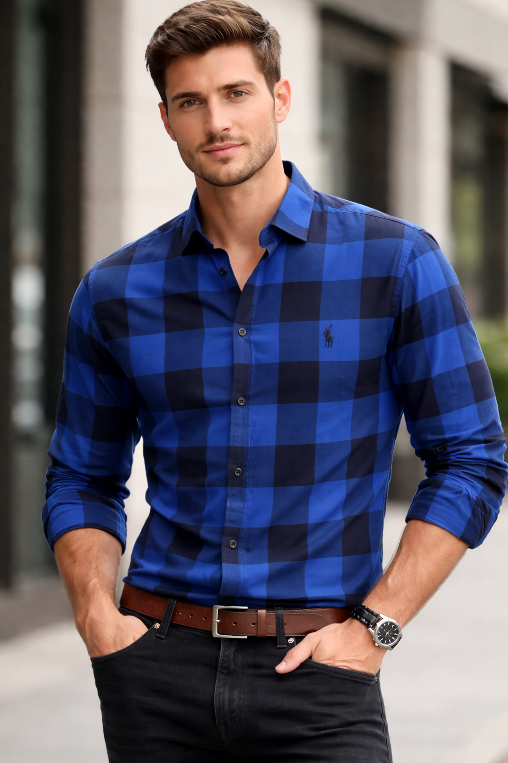 CAMISA SOCIAL XADREZ MANGA LONGA RALPH LAUREN