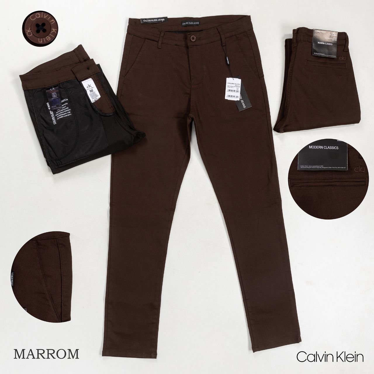 CALÇA SARJA ACETINA CALVIN KLEIN