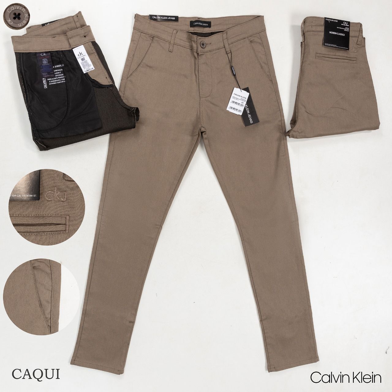 CALÇA SARJA ACETINA CALVIN KLEIN